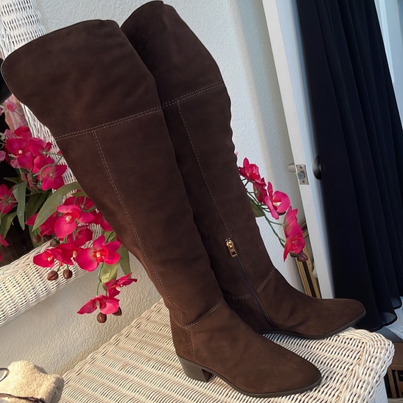 BRAND NEW COACH “LUCIA” CHESTNUT BROWN SUEDE “OVER THE KNEE” boots Sz 7 GORGEOUS - Picture 8 of 14